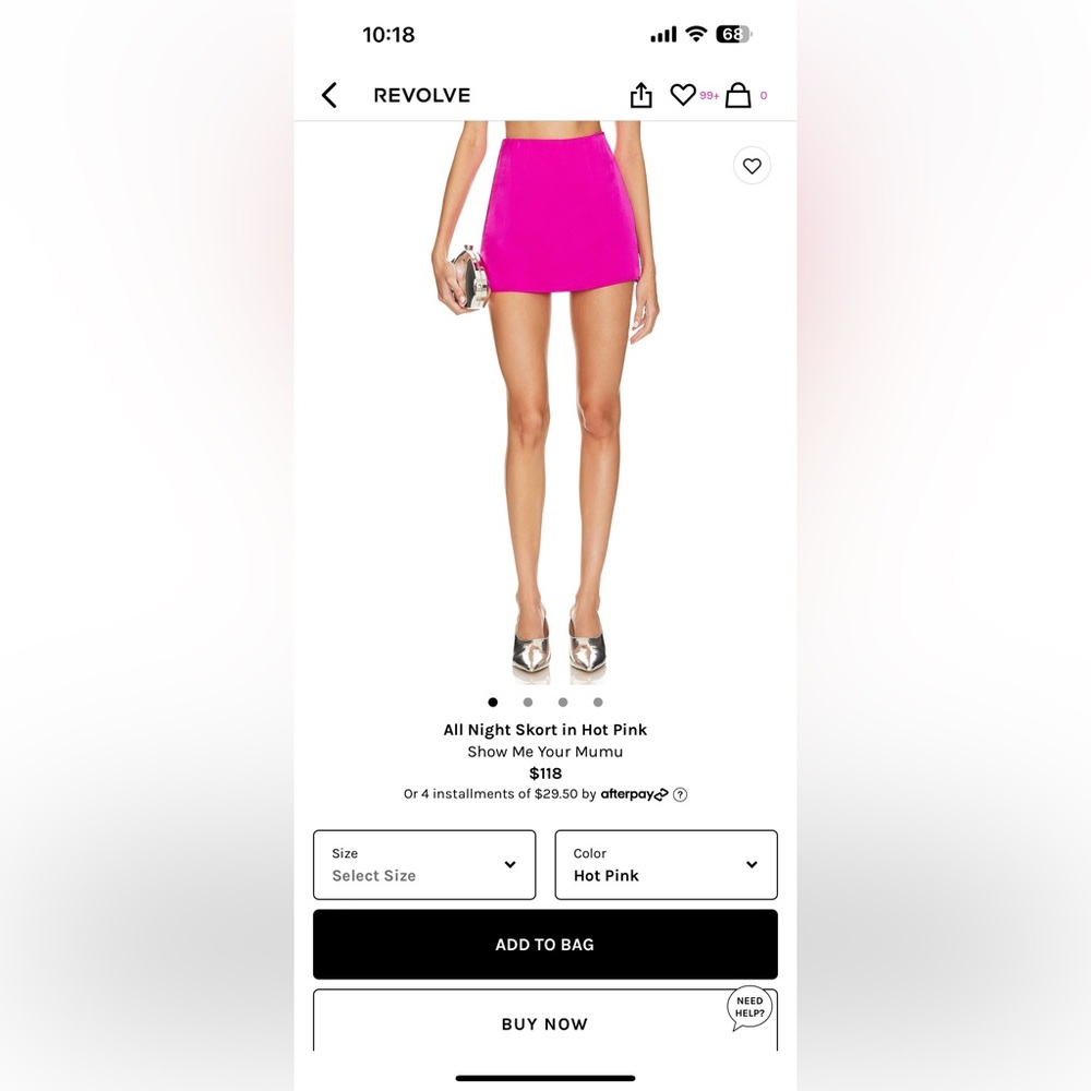 All night skort in hot pink